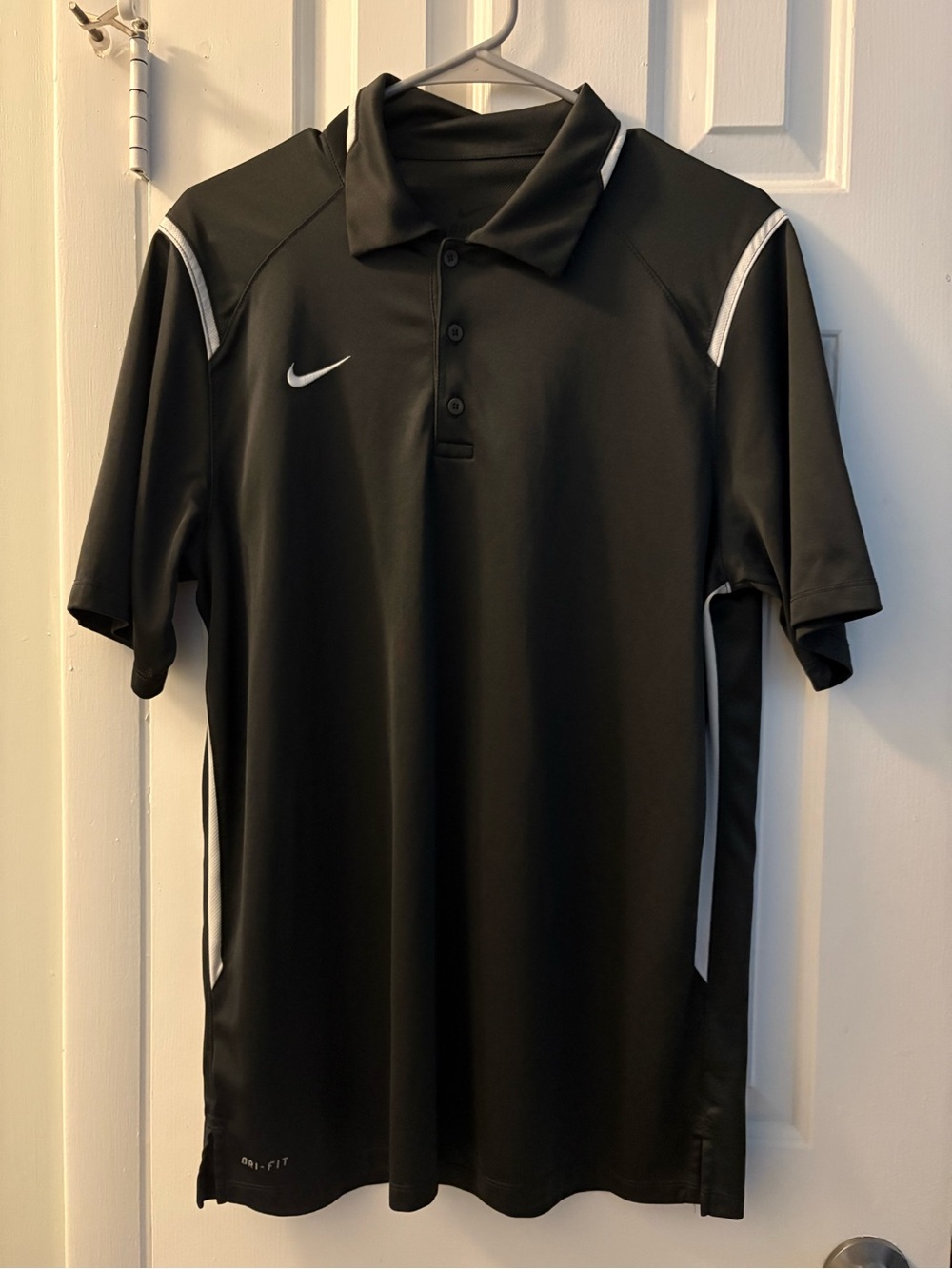 Nike Black Polo with White Accents Dri-FIT
